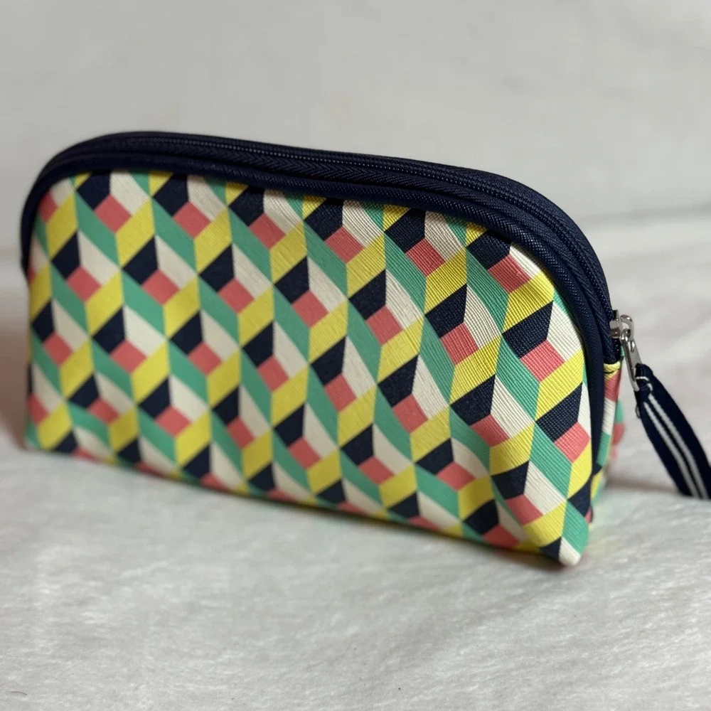 Nautica Geometric Print Vibrant Multi- Color Pattern Cosmetic Zipper Pouch